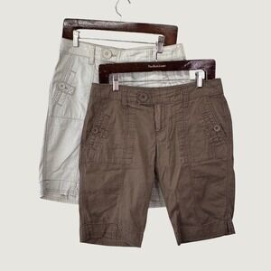 Natural Reflections Cargo Shorts Lot of 2 Womens 4 Brown Khaki Utility Gorpcore